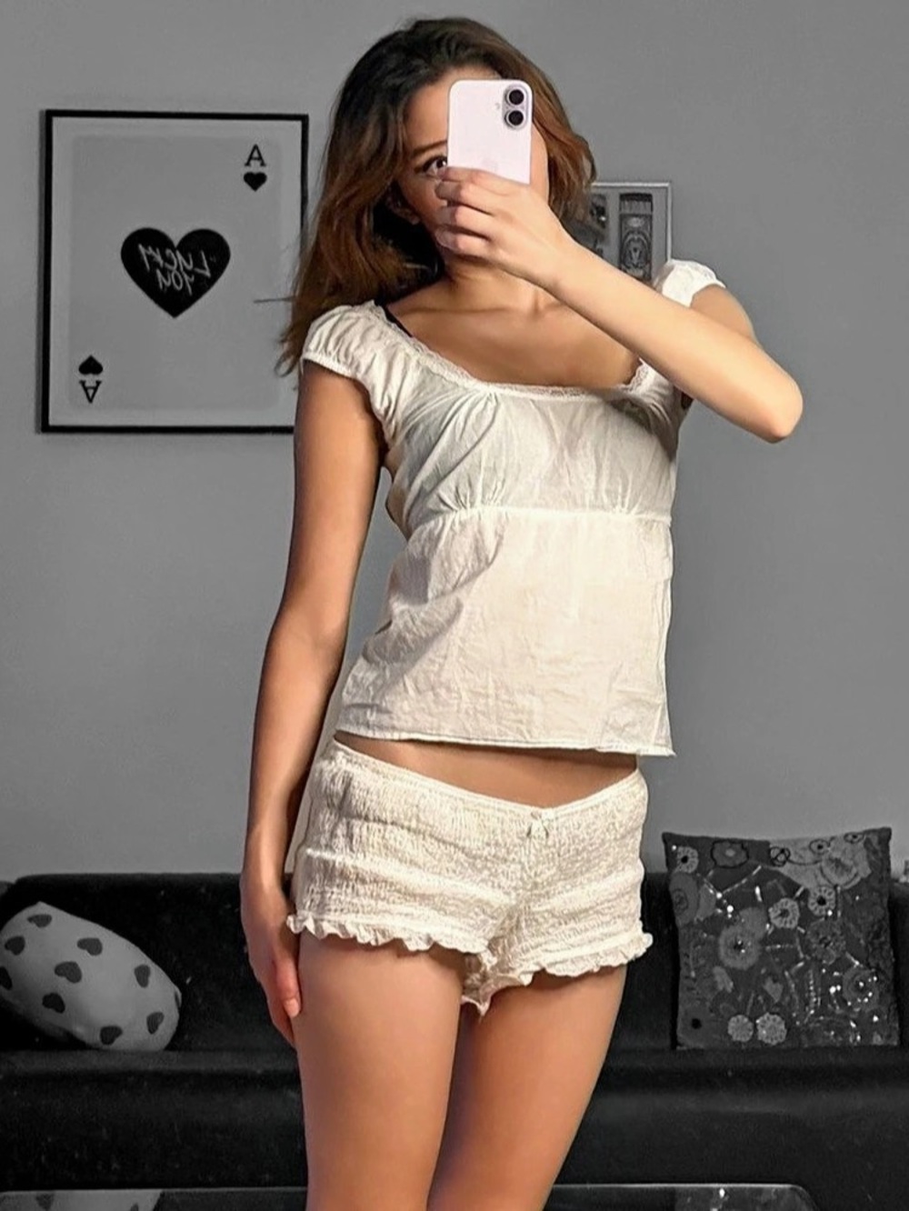 St. George White Lace Trim Blouse